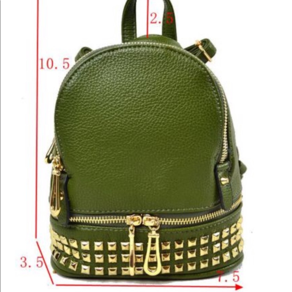 Black Vegan leather Mini backpack gold studs - Picture 8 of 8